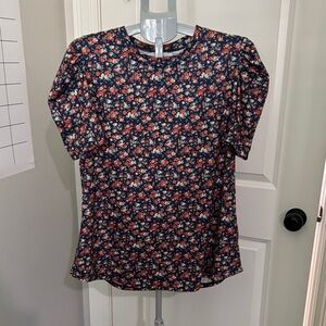 Navy Floral Women's Blouse